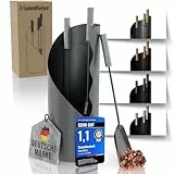 Heimfleiss® Kaminbesteck Grau Modern | Kaminzubehör mit Edelstahl Griffen | Ofenbesteck Kaminbesteck Set | Kaminset aus Schürhaken & Kehrset | Kaminofen Besteck Set | Kamingarnitur für Kamin Ofen
