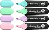 Schneider Job 150 Pastell Textmarker (aus recyceltem Kunststoff, ausgezeichnet mit Der blaue Engel) 4er Etui sortiert, türkis, mint, flieder, rosé