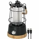 Brennenstuhl LED Akku Campinglampe CAL 1 AC (350lm, IP44, bis zu 75h Leuchtdauer, stufenlos dimmbar, Farbtemperatur einstellbar, wiederaufladbare USB C Outdoor Lampe mit Hanfseil und Bambussockel)