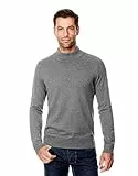 Vincenzo Boretti Herren-Pullover Steh-Kragen Slim-fit tailliert Strick-Pullover einfarbig Baumwolle-Mix edel elegant leicht Fein-Strick für Business oder Casual dunkelgrau S