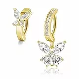 JSDDE 2 Stück Bauchnabelpiercing Ring 14ga 10mm Bauch Clicker Piercing Schmetterling Bauchnabelringe Gold