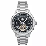 Thomas Earnshaw Herren-Armbanduhr 43mm Baron Grand Date Kalender Automatikuhr mit offenem Herz und Lederband ES-8187, Armband