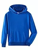 Spring&Gege Jungen Kapuzenpullover Pullover Basic Einfarbig Baumwoll Hoodie Sweatshirt für Kinder, Königsblau, 9-10 Jahre