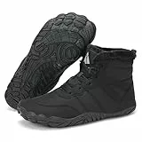 Mishansha Barfußschuhe Herren Winterschuhe Damen Warm Gefüttert Winterstiefel für Rutschfeste Fitnessschuhe Winter Outdoor Unisex Schwarz 38 EU
