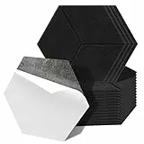 Fiqops 36er Hexagon Akustikplatten Selbstklebend Schwarz Hohe Dichte Akustikpaneele Platzsparend Schallabsorber für Wanddekoration und Schallschutz,Studio und Home Deko (30x26x0.9cm)