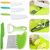 Kindermesser 6-teiliges Kinder Sicherheit Küchenmesser Set zum Schneiden Kochen von Obst oder Gemüse inklusive Kochmesser Obstmesser Schäler Geschenke Spielzeug für Kleinkinder Geburtstag Weinachten