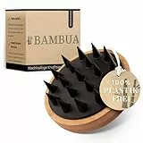 Kopfhaut Massagebürste - (100% Plastikfrei) Shampoo Bürste aus Bambus - Anti-Schuppen Effekt - Zur Kopfmassage beim Duschen - Scalp Massager - inkl. E-Book „Gesunde Kopfhaut“ (Schwarz)
