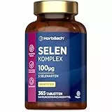 Selen Hochdosiert | 1 Jahr Vorrat - 365 Hochdosiert Tabletten | 3 typen Selenium Komplex aus Natriumselenit und Selenmethionin | 100mcg | Vegane | ohne unnötige Zusätze | by Horbaach