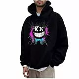 KOG Hoodie Herren Mode Kapuzenpullover Tie-Dye Muster Sweatshirt mit Kapuze Warm Oberteile Teenager Kleidung Warmes 2025 Junge Warme Slim Fit Kapuzenjacke Baumwolle Bekleidung Schwarz S
