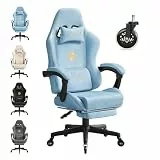 WOLTU Gaming Stuhl ergonomisch, mit Verstellbarer Rückenlehne, Bürostuhl drehbar mit Armlehenen, Fußstütze, Lendenstütze, Kopfstütze,Blau