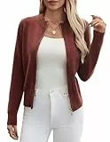 YUTILA Damen Stehkragen Strickjacke Kurz Cardigan Lässig Pullover mit Reißverschluss Eng Casual Einfarbig Freizeit Jacket