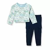 Amazon Essentials Mädchen Set aus langärmeligem T-Shirt und Schlupfhose, Früchte/Marineblau, 6-7 Jahre