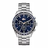 Lacoste Chronograph Quarz Uhr für Herren Kollektion Boston mit Silbernes Edelstahlarmband - 2011081
