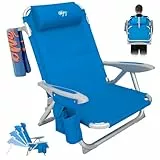 #WEJOY Strandstuhl klappbar Hochlehner Klappstuhl 4 Position Leicht tragbar Stark stabil Campingstuhl Lay Flat Chair Max Hold bis 120kg / 265 lbs Blue