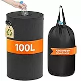 Lifewit 100L Kreis Pfandflaschen Sammelbehälter mit Deckel, Großer Pfandflaschen behälter für die Leergutaufbewahrung, Flaschensammler mit Loch Küchenaufbewahrungsraum Flaschentasche, Schwarz