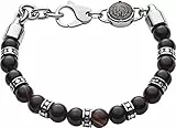 Diesel Armband Für Männer Perlen, 18 Cm - 19,5 Cm Schwarzes Halbedelsteinarmband, DX1163040