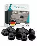 emico Sechskantschutzkappen M16 (SW 24) - 50 Stück Schwarz - Abdeckkappen aus robustem PE - Passgenau, langlebig & flexibel - Schutz vor Staub, Schmutz & Feuchtigkeit für saubere Schraubverbindungen