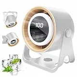 PORFOYO Kleiner Ventilator USB, Tischventilator mit Digitalanzeige 100 Geschwindigkeiten, 360° Drehung, Leise Wand- & Hängemontage, Camping Ventilator mit Nachtlicht, Tragbarer Camping Ventilator