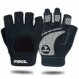 ATERCEL Fitness Handschuhe Fahrradhandschuhe für Herren und Damen, Atmungsaktive Trainingshandschuhe für Krafttraining,Bodybuilding,Kraftsport & Crossfit Training Schwarz XL