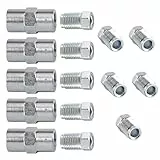 Silkwish 10x Verschraubung + 5x Verbinder für 4,75 mm Bremsleitung Bördel F M10 x 1 Profi Bremsleitungsverbinder, Stahl Verzinkt, DIN/ISO 1651 konform, Kompatibel mit wie Audi, BMW, Mercedes, VW uvm