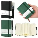 2 Stück Notizbuch Klein, Hardcover Notizblock A7 mit 200 Seiten, Notizbuch Klein mit Stift, Mini Notizblock mit Elastischem Verschlussband und Stifthalter, Pocket Notebook für Männer Frauen