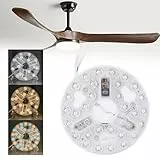 Elprico 5,3 Zoll Deckenlüfter LED Licht, 3000K 4200K 6500K 3 Farbe Dimmbar 15W Runde LED Licht Retrofit Kit 95 bis 265V