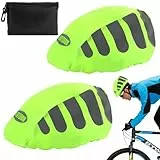 VMUTGA 2 Stück Fahrradhelm Regenüberzug, Wasserdichter Helmüberzug, Reflektierende Fahrrad Regenhaube, mit Aufbewahrungstasche, Universal Fahrradhelm Regenschutz, für Ausflüge Reisen und Fahrten
