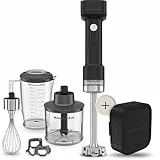 KitchenAid Kabelloser Stabmixer - Go Cordless - 1L BPA-freier Becher - Schneebesen und Zerkleinerer - Kratzschutz - Edelstahlklingen - Mit Akku - Schwarz