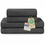Blumtal Premium Frottier Handtücher Set 4 teilig 100% Baumwolle - Oeko-TEX zertifiziertes Badetuch 2X (70x140 cm) + Towel 2X (50x100 cm) - saugstarkes Frottiertücher Set - Handtücher Anthrazit