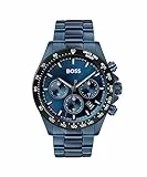 BOSS Chronograph Quarz Uhr Für Herren Mit Blaues Edelstahlarmband - 1513758