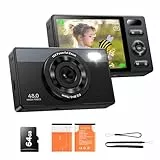 64GB Digitalkamera Kinder Fotokamera: 48MP Anti-Shake Kinderkamera Foto, Vlogging Fotoapparat für YouTube 16X Digital Zoom Appareil Foto Serienaufnahme Selfie Kompaktkamera für Fotografie