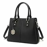Miss Lulu Handtasche Damen Henkeltasche, Elegante Frau PU Leder Schultertasche, Riemen Top Griff Vintage Weiches Hobo-Taschen, Schultertasche mit abnehmbarem (Schwarz)