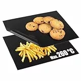 com-four® 2x Backpapier wiederverwendbar - Dauerbackfolie für Backofen bis 260 °C - Backofenfolie beidseitig antihaftbeschichtet - 32 x 42 cm (schwarz)