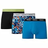 Hanes Herren Originals Trunks, Stretch-Baumwolle, feuchtigkeitsableitende Unterwäsche, 3er-Pack Retroshorts, blau/schwarz, X-Large