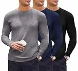 Ekouaer 3er Pack Thermounterwäsche Herren Oberteil Thermoshirt Herren Langarm Thermounterhemd Langarmshirt Männer Winter Undershirt M