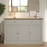 Galano Surrey Sideboard mit 3 Türen und 2 Schubladen – freistehender Aufbewahrungsschrank mit Schubladen und Schränken für Wohnzimmer, Flur, Eingangsbereich oder Küche – Grau/Eiche