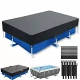 LOMUG Rectangular Pool Cover, 400x215 cm Faltbarer Schwimmbadabdeckung für Rechteckige Poolabdeckung Rechteckig Abdeckungen Rectangle Poolabdeckplane Pool Abdeckung für Oberirdische Pools