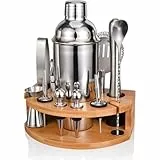 Cocktail Shaker Set,Esmula 750ML 12 Teiliges Edelstahl Barkeeper Kit Geschenk für Männer, Frauen, Freunde, Home Stylish Bar Tool Set mit Cocktail Rezeptheft (Silber)