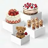 GOURDBRO Buffet Ständer, 4 Stück Groß Buffet Erhöhungen, Tortenständer Hochzeit, Acryl Display Ständer Weiss, Catering Zubehör Buffet für Cupcake Collectibles Schmuck Skulpturen Kosmetika