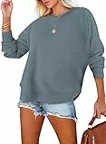 BLENCOT Damen Sweatshirt Casual Pullover Damen Langarmshirts Einfarbige Rundhalsausschnitt Tunika Tops