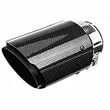 63mm Auspuffspitzen Auspuff Hintere Exhaust Tailpipe Edelstahl und Kohlefaser Auto Auspuffrohr Endrohr Universal (Schwarz)