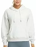 icyzone Damen Fleece Kapuzenpullover Sport Hoodie Fitness Sweatshirt Langarm Casual Pullover mit Kängurutasche (Light Grey, L)