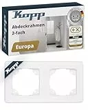 Kopp EUROPA 2-fach Abdeckrahmen in Arktis-Weiß - Rahmen für Steckdosen & Schalter - Stilvoller Steckdosenrahmen aus glänzendem Kunststoff - Hochwertiger Lichtschalter-Rahmen