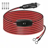 GELRHONR Zigarettenanzünder Stecker auf O-Ring Terminal Kabel, 12V 24V KFZ Wechselrichter Kabel, Zigarettenanzünder auf Ösenklemmen führt mit ON/Off-Schalter, 15A Sicherung (2M/6.5Ft)