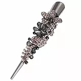 FRCOLOR Strass Entenschnabel Clips für Frauen Alligator Haarspangen Lange Ente Rechnung Clip Schnabel Clip Grau