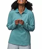greenjama Damen Langarm-Shirt mit Polo-Kragen, GOTS-Zertifiziert Pyjamaoberteil, Topaz, 44