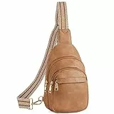 BOSTANTEN Brusttasche Damen Schulterrucksack Sling Bags Klein Umhängetasche Crossbody Bag PU Leder Bauchtasche Stylisch,Hellbraun