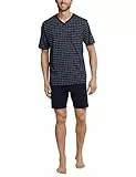 Schiesser Herren Schlafanzug kurz V-Ausschnitt - Nightwear Set, Dunkelblau_159617, L