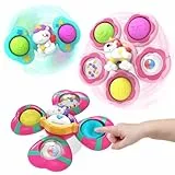 3 Stück Saugnapf Spielzeug Mädchen Spielzeug,Tisch-Saugnapf Spielzeug Spinner Baby,Badewannenspielzeug,Geschenke Mädchen 1 2 3 Jahr