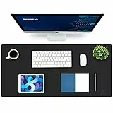 K KNODEL Tischunterlage, Schreibtischunterlage, 90 x 43cm PVC Tischunterlage, Laptop Tischunterlage, wasserdichte Schreibunterlage für Büro- oder Heimbereich, doppelseitig (Schwarz/Schwarz)